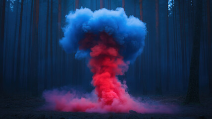 Wall Mural - vibrant red and blue smoke blending in a mesmerizing dance of color and motion