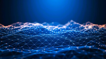 Blue network connection abstract technology background digital data visualization concept design