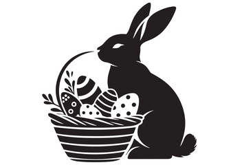 Wall Mural - vector rabbit black silhouette icon design illustration, bunny black silhouette vector logo, easter 