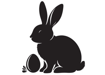 Wall Mural - vector rabbit black silhouette icon design illustration, bunny black silhouette vector logo, easter 