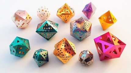 Poster - Colorful geometric shapes, abstract 3D render.