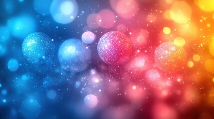 Poster - Colorful sparkly balls and bokeh lights on dark background.