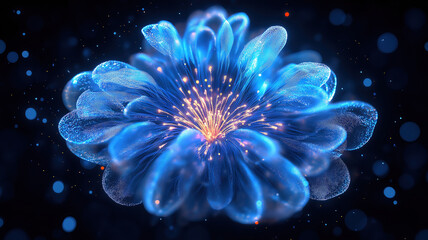 Wall Mural - Blue colorful fireworks lighting up the night sky with vibrant hues