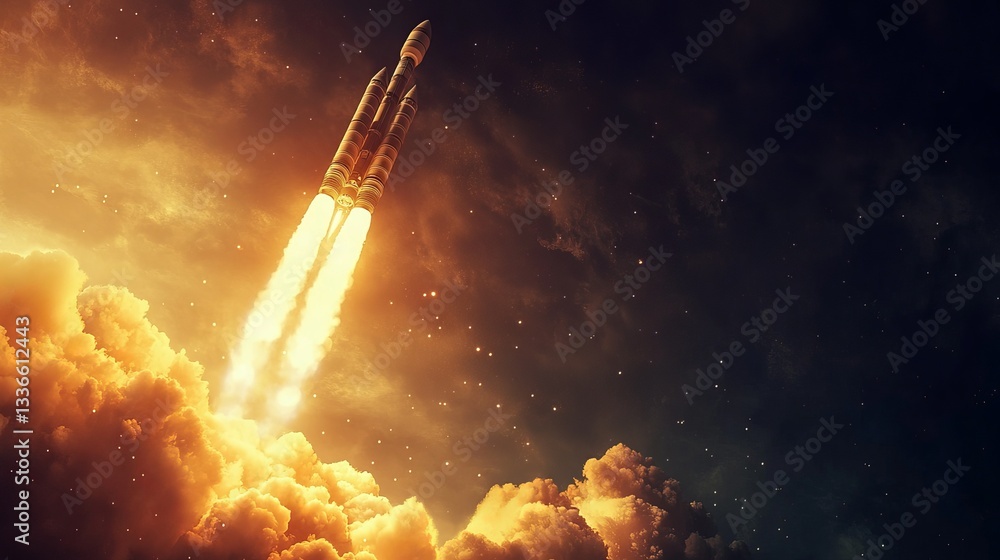 Rocket launch blast off representing a symbol of exploration and power ...