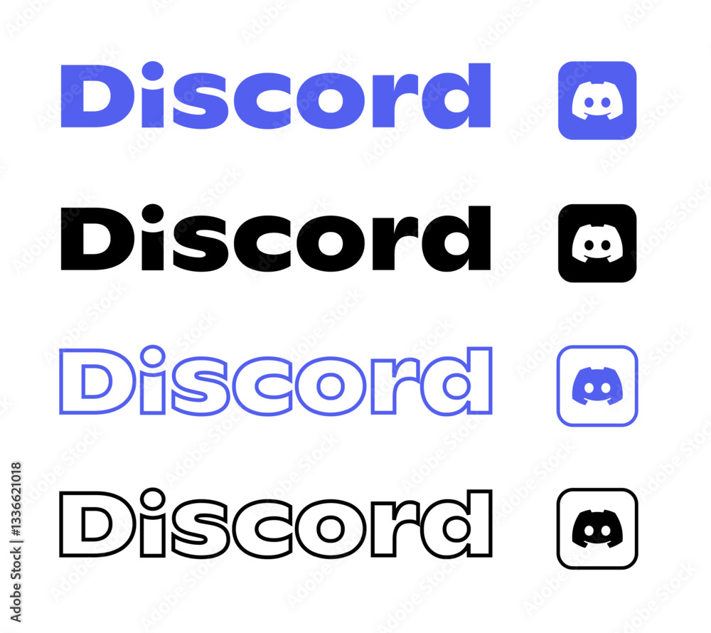 Vector de Stock Discord logo icons. Social media icons set on a ...