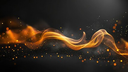 Wall Mural - Abstract fiery waves with golden particles