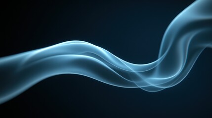 Wall Mural - Abstract flowing light blue smoke.  A dynamic, smooth, ethereal stream.  Intricate, digital design against a dark background