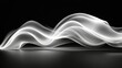 Abstract flowing white waves on black background