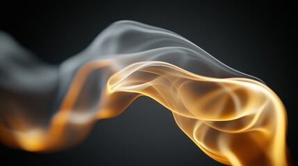 Wall Mural - Abstract smoke swirls in golden and grey hues against a dark background