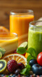 © Feel Surreal - Fresh fruit and vegetable smoothies with various ingredients around, created by generative ai