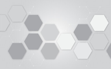 Poster - Abstract black and grey hexagon. Geometric hexagon texture background. Medical technology and Science template, wallpaper or banner. Vector illustration.