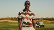 © manusporn - Golf fashion showcase stylish male model on course outdoor setting