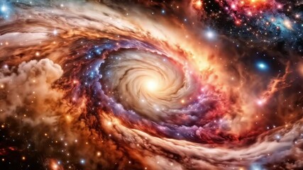Wall Mural - Colorful spiral galaxy with glowing cosmic clouds