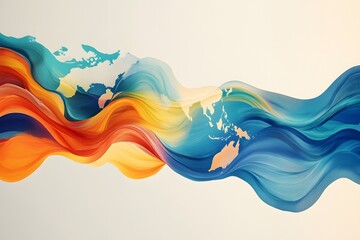Poster - Colorful abstract waves representing global connectivity and unity