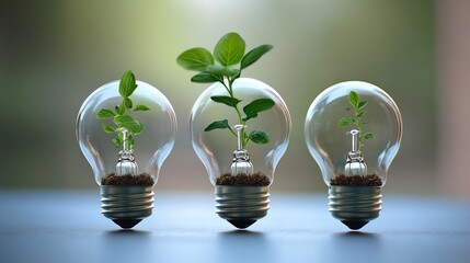 business innovation abstract light bulb growing plant inside creative growth concept