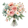 © Yulia Hontarenko - Elegant Watercolor Floral Bouquet, Vintage Roses and Wildflowers, Romantic Wedding Arrangement, Speing Botanical Illustration, Soft Pastel Flowers for Decor & Design