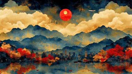 Wall Mural - sunset in the clouds