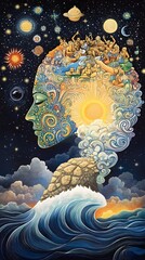 Wall Mural - a breathtaking cosmic vision of lord kurma, the turtle incarnation of vishnu, supporting mount manda