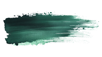 Wall Mural - one single dark green watercolor aquarelle abstract brush stroke isolated on white or transparent ba