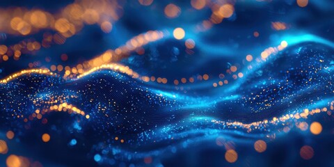 Wall Mural - a blue and orange wave with a lot of sparkles