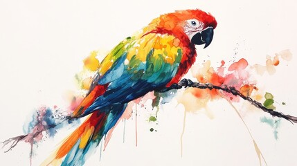 Naklejka na meble A colorful parrot perched on a branch