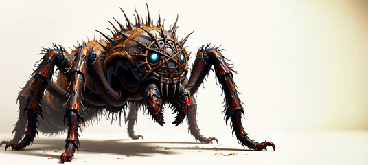 Wall Mural - a picture of a spider on a table with a knife in it ' s mouth