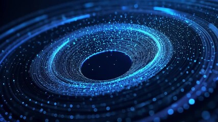 Wall Mural - abstract futuristic digital background with glowing particles forming circular patterns and depth, i