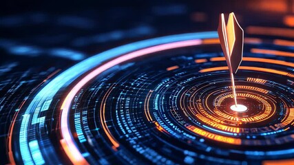 Wall Mural - a captivating abstract design featuring circular patterns with digital elements and vibrant neon glo