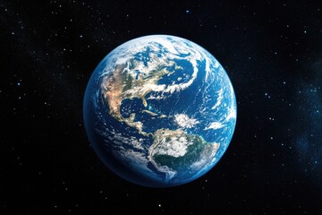 Wall Mural - a view of the earth from space with stars in the background, ideal for use as a backdrop or illustra