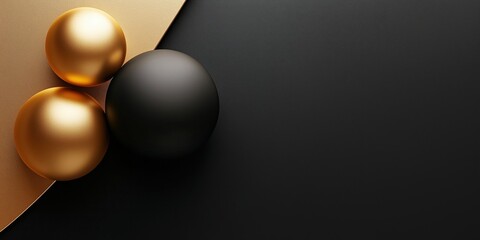 Wall Mural - elegant high-end abstract design with metallic spheres, black and gold luxury background for brandin