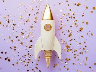 Wall Mural - a 3d model of a rocket on a purple background, ideal for space-themed designs or presentations