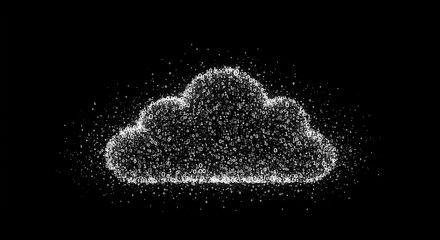 A digital cloud made of binary code fragments, with a soft white glow