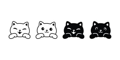 Wall Mural - cat vector kitten calico smiling face icon logo symbol pet cartoon character illustration doodle des