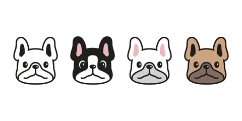 Wall Mural - dog vector french bulldog icon face head cartoon character smiling puppy pet doodle illustration sym