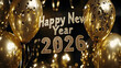 © Anca - Happy New Year 2026 Celebration with Golden Balloons and Festive Black Background – Elegant Party Decoration for New Year’s Eve with Shiny Numbers and Confetti in a Luxury Holiday Atmosphere