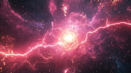 Wall Mural - lightning bolts nebula cosmic energy.