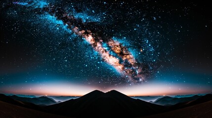 Wall Mural - Stunning milky way over mountains at night with starry sky