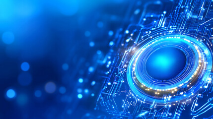 Wall Mural - circuits and glowing elements dominate this close-up view of digital technology, creating a striking