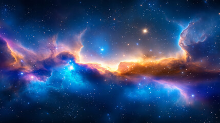 Wall Mural - This breathtaking cosmic nebula features swirling clouds of gas illuminated by distant stars, creating a mesmerizing blend of colors in the expansive universe