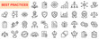 © Al Rafi - Best Practices Line Icons – Quality Assurance, Business Standards, Certification, Workflow, Productivity, Management, Strategy, Success Icons Set
