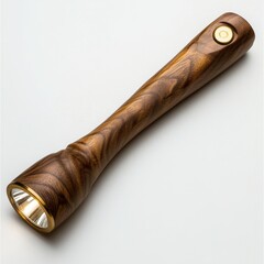 Aufkleber - Elegant Walnut Flashlight: A Stylish and Functional Lighting Tool with Golden Accents for Sophisticated Illumination.