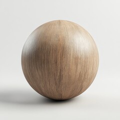 Poster - Elegant Wooden Sphere on White Background, A Study in Texture and Light