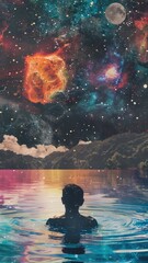 Wall Mural - swimming in the pool nebula night water.