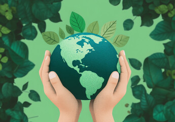Wall Mural - hands holding planet earth for environment care