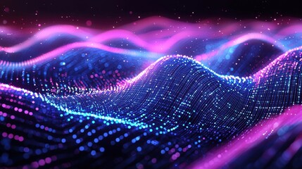 Data of crypto waves. 3D illustration of wavy lines in the information code field. Data flow cyber concept. Coding and technology