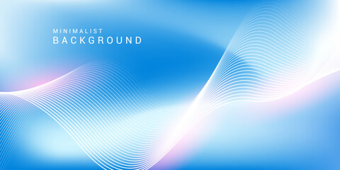 Wall Mural - abstract blue gradient background with shining lines waves. minimalist background for banner, poster