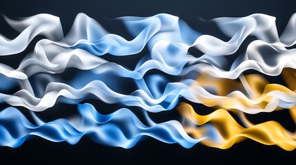 Wall Mural - abstract blue for white, gold waves flowing.