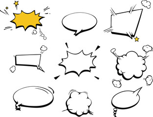 set of colors empty comic speech bubbles a collection of colorful, empty comic speech bubbles and st