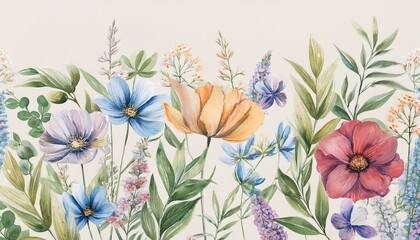 watercolor flowers background
