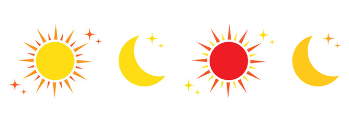 dark and light mode icon. day, night, sun and moon signs and symbols for app, user interface, and website. transparent vector.
